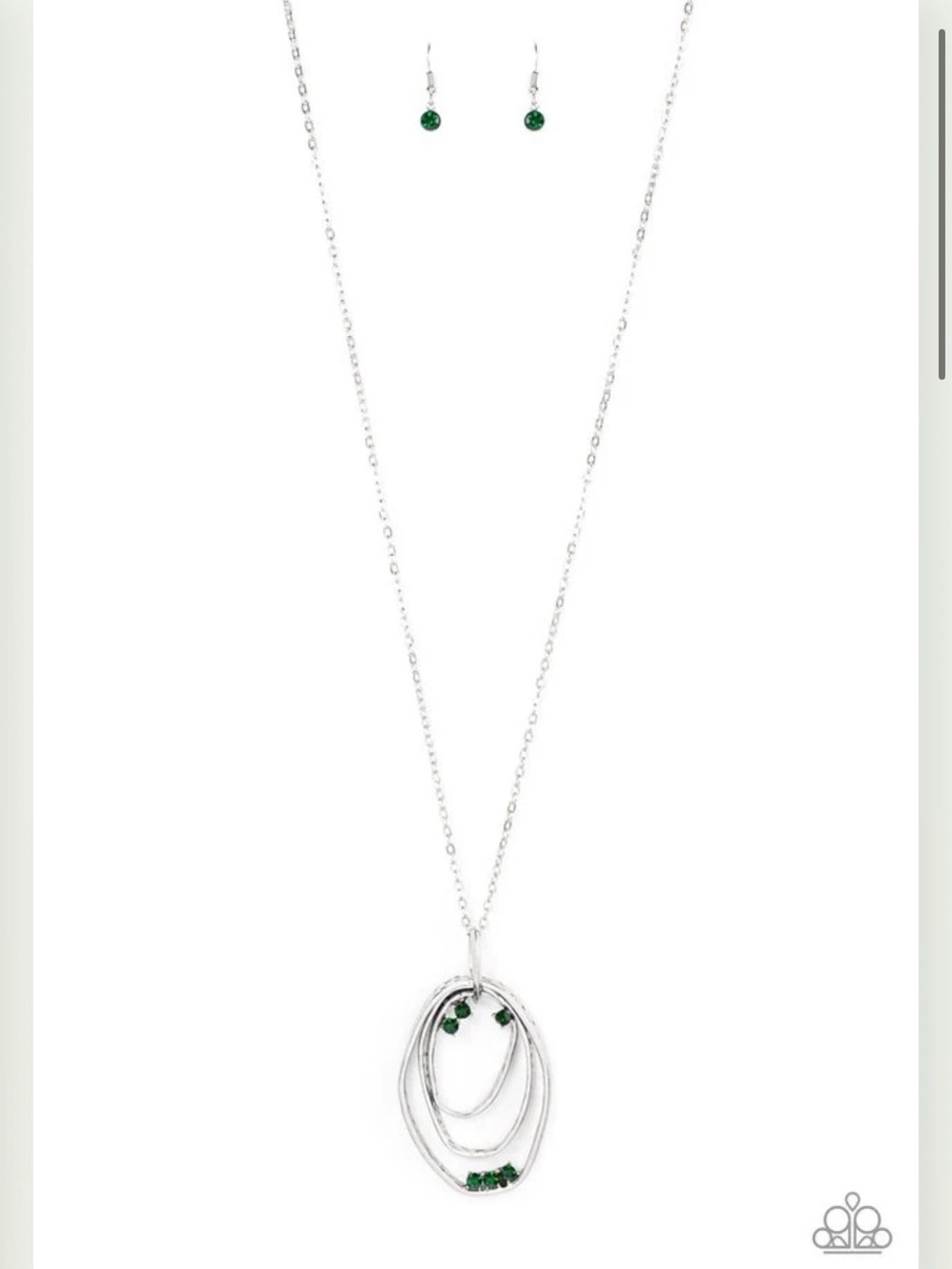 paparazzi Silver-Tone Multi-Loop Necklace with Emerald Green Accents n earrings